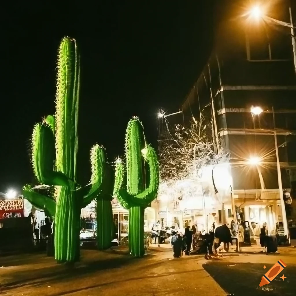 Giant helium inflatable cactus in soft lighting, professional aesthetic photography