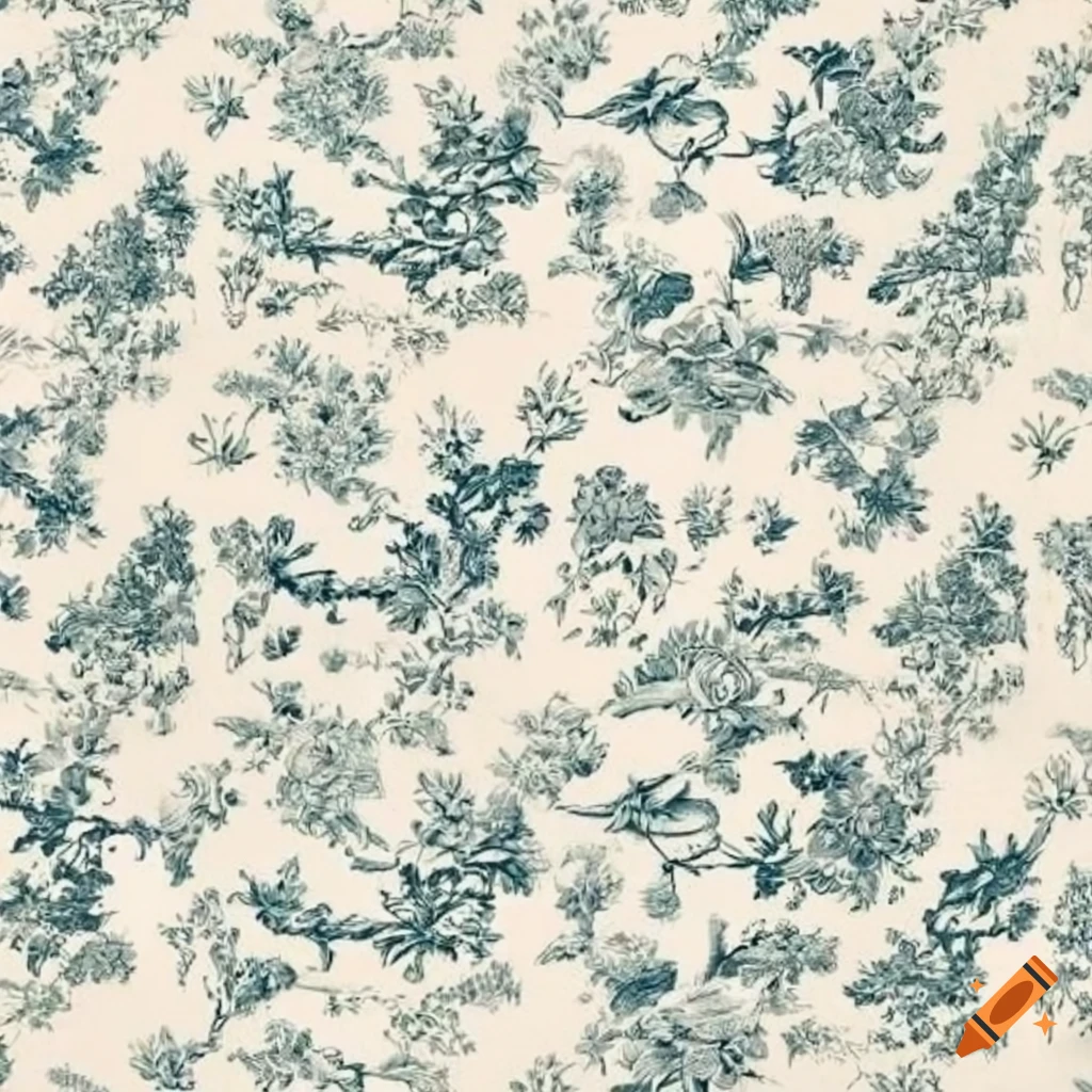 Toile de Jouy petite fleur on white background