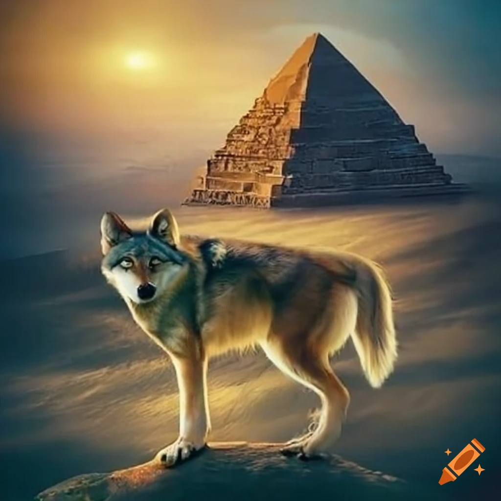 A wolf and a pyramid