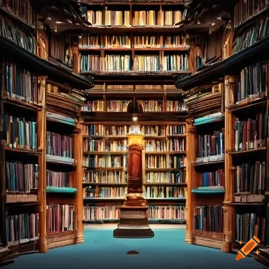 Library with colorful books