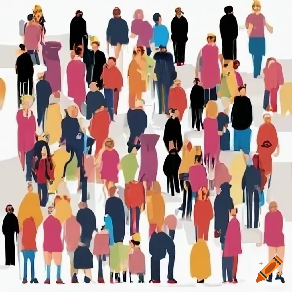 Girl standing in a crowd of people