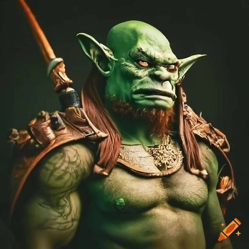 Manly beauty orc ranger character illustration