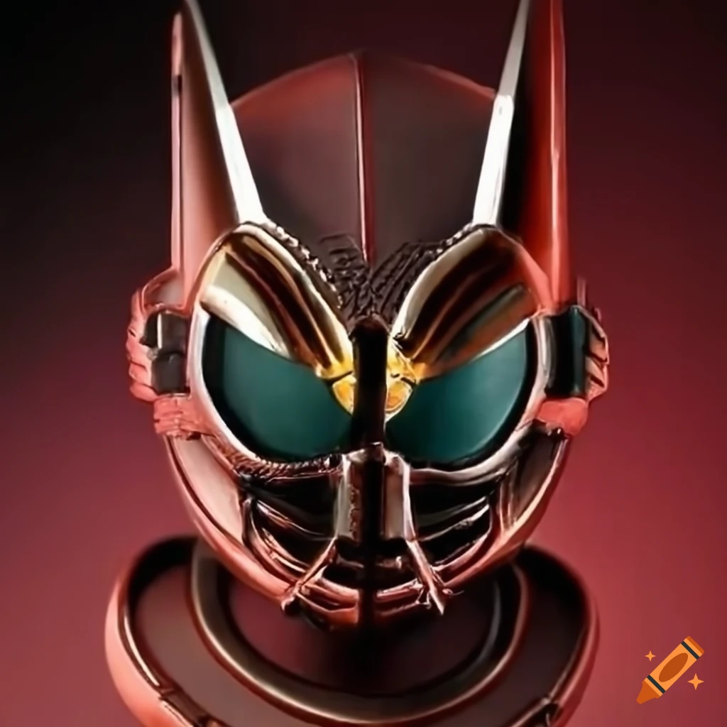 African Kongo mask with a metal hero like Kamen Rider 555 style