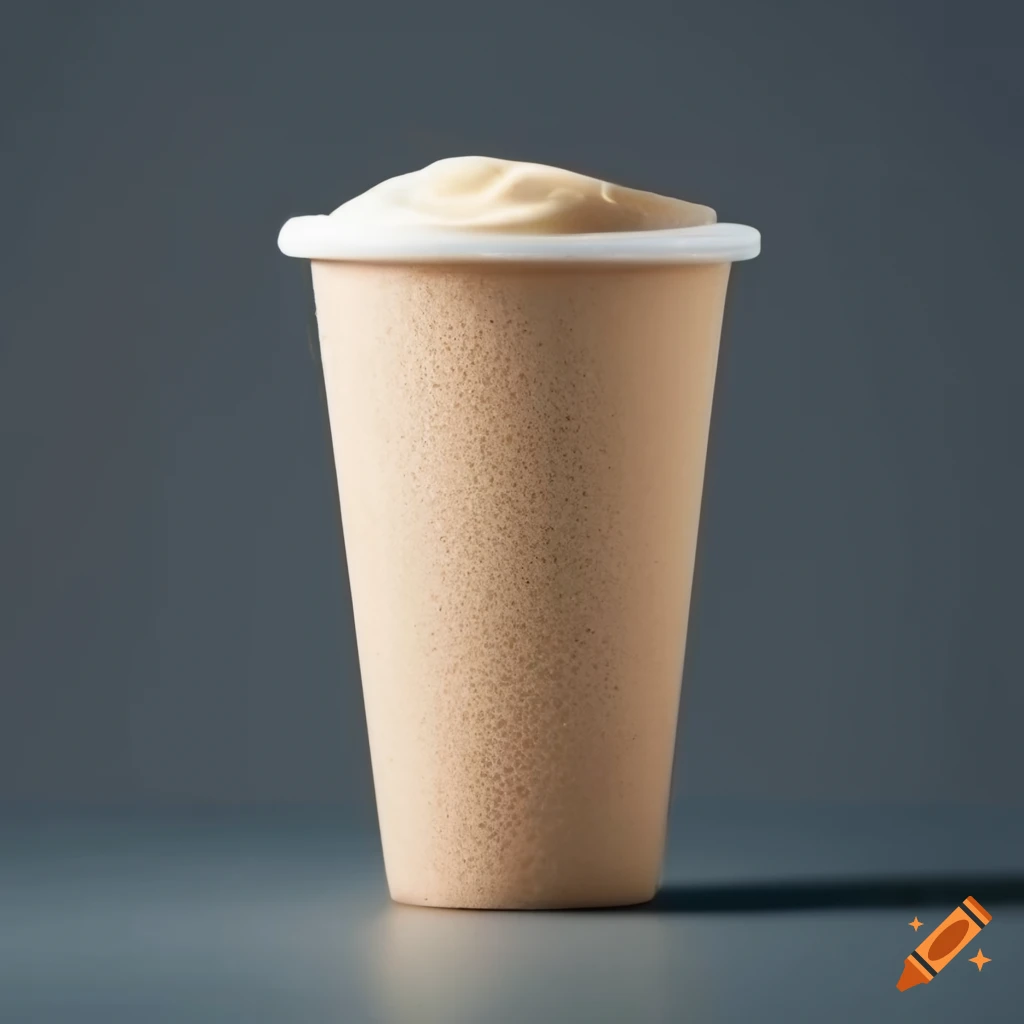 Biodegradable foam cup with tahini sauce in studio photography