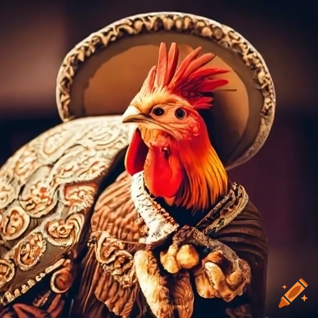 Mexican charro holding a proud rooster