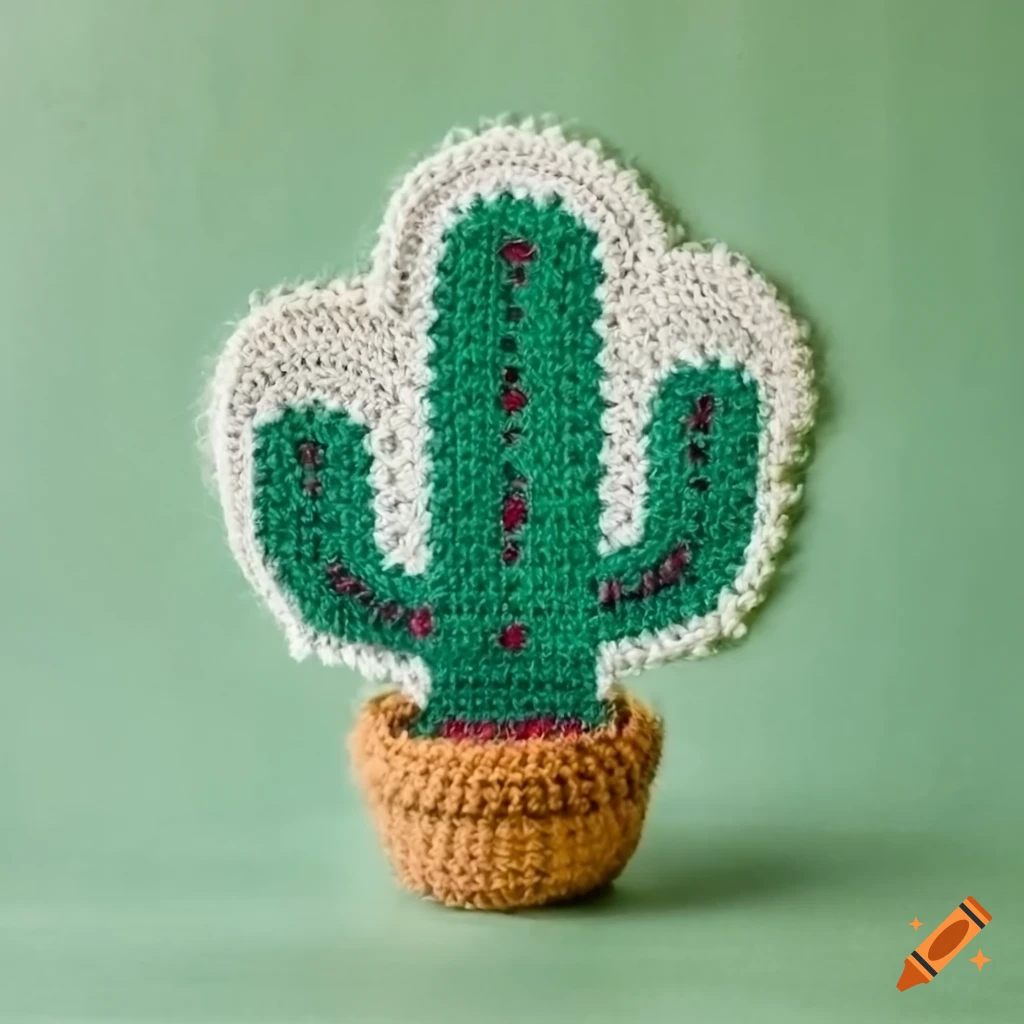 Cactus-shaped crochet rug