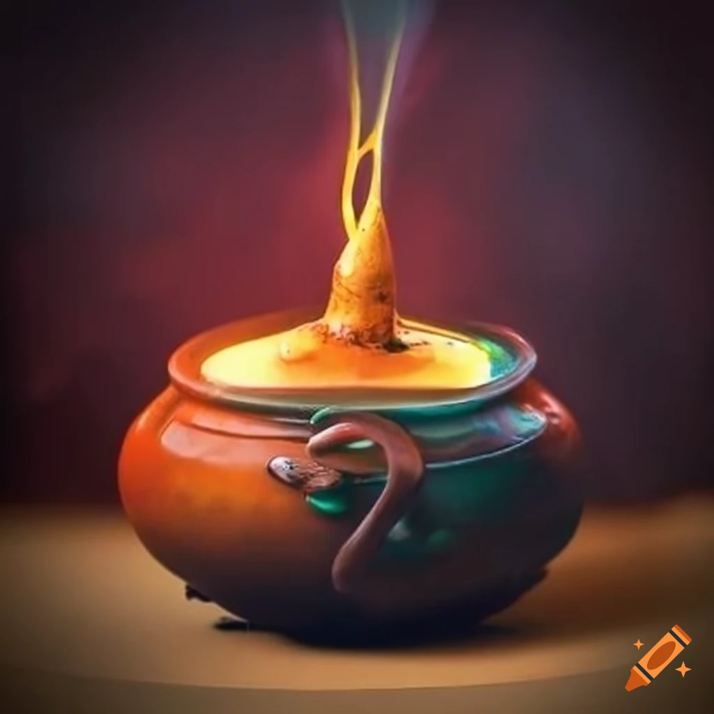 Magical liquid spread over a witch's pot