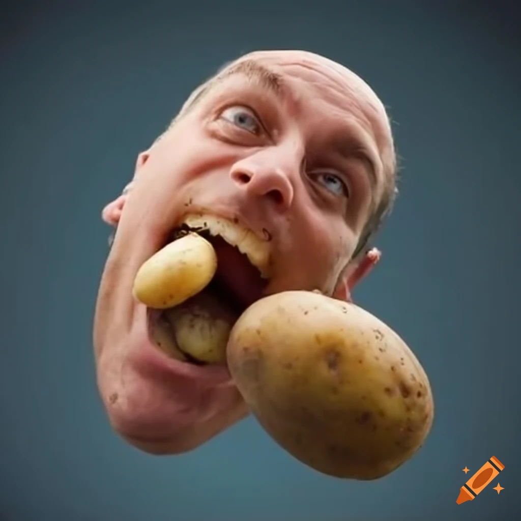 Man enjoying a potato