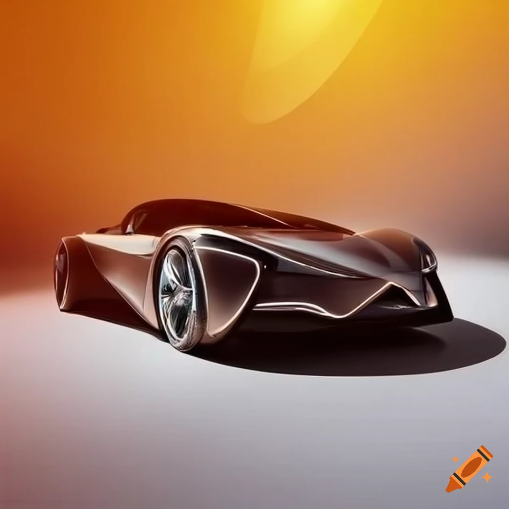 Sleek futuristic sports car in a sunlit showroom