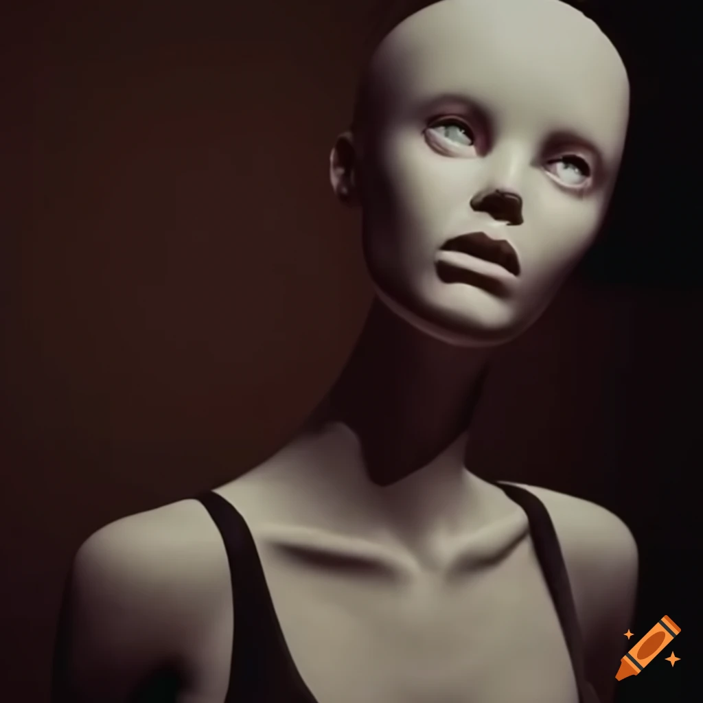 Intense cinematic lighting on a department store mannequin with a