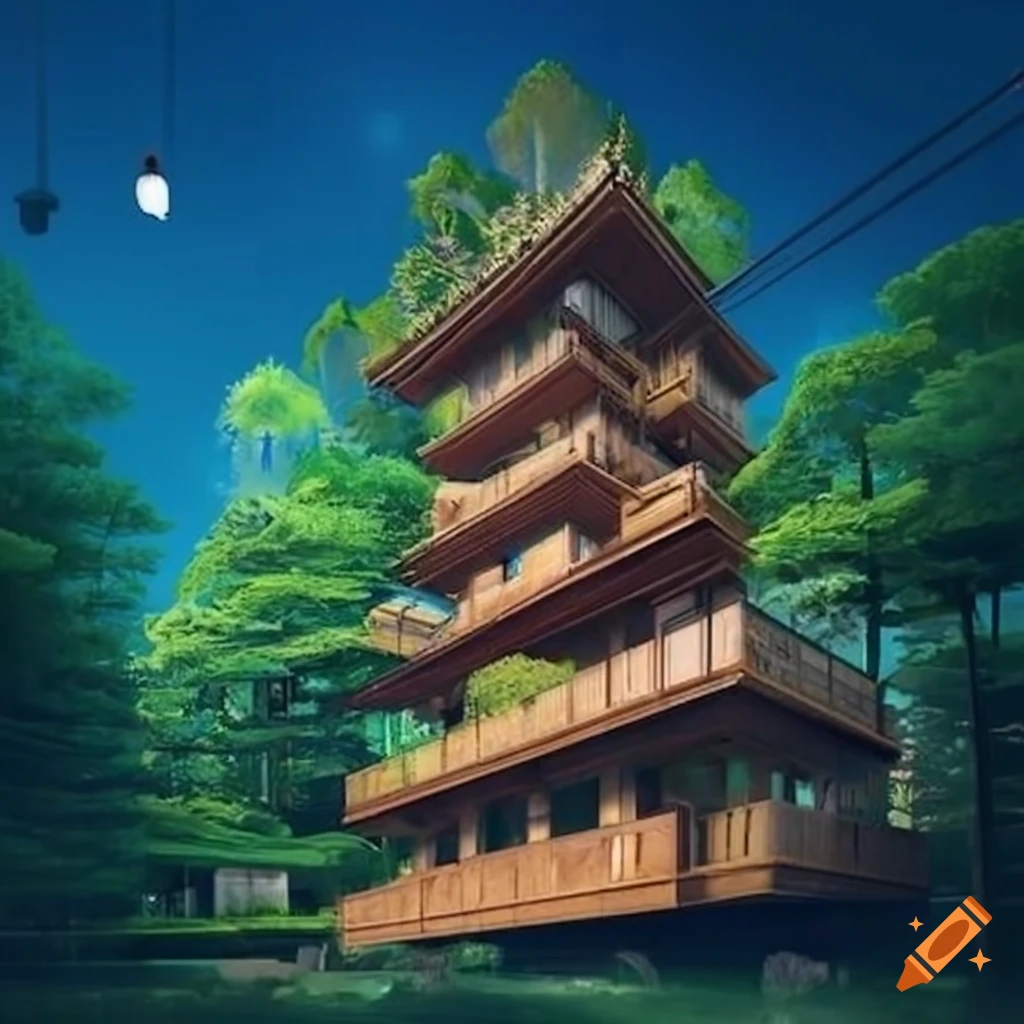 Japanese eco-city with tree houses and ziplines