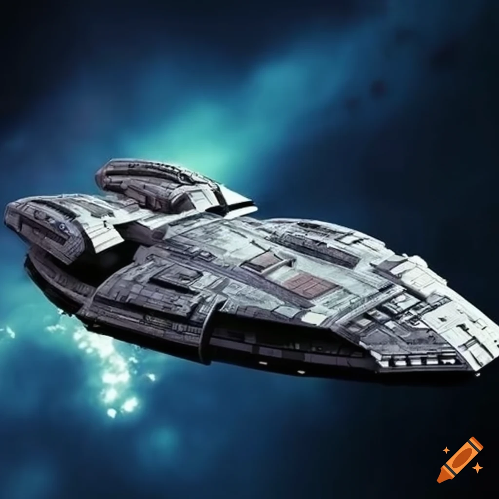 Sci-fi spacecraft inspired by Battlestar Galactica and Star Trek
