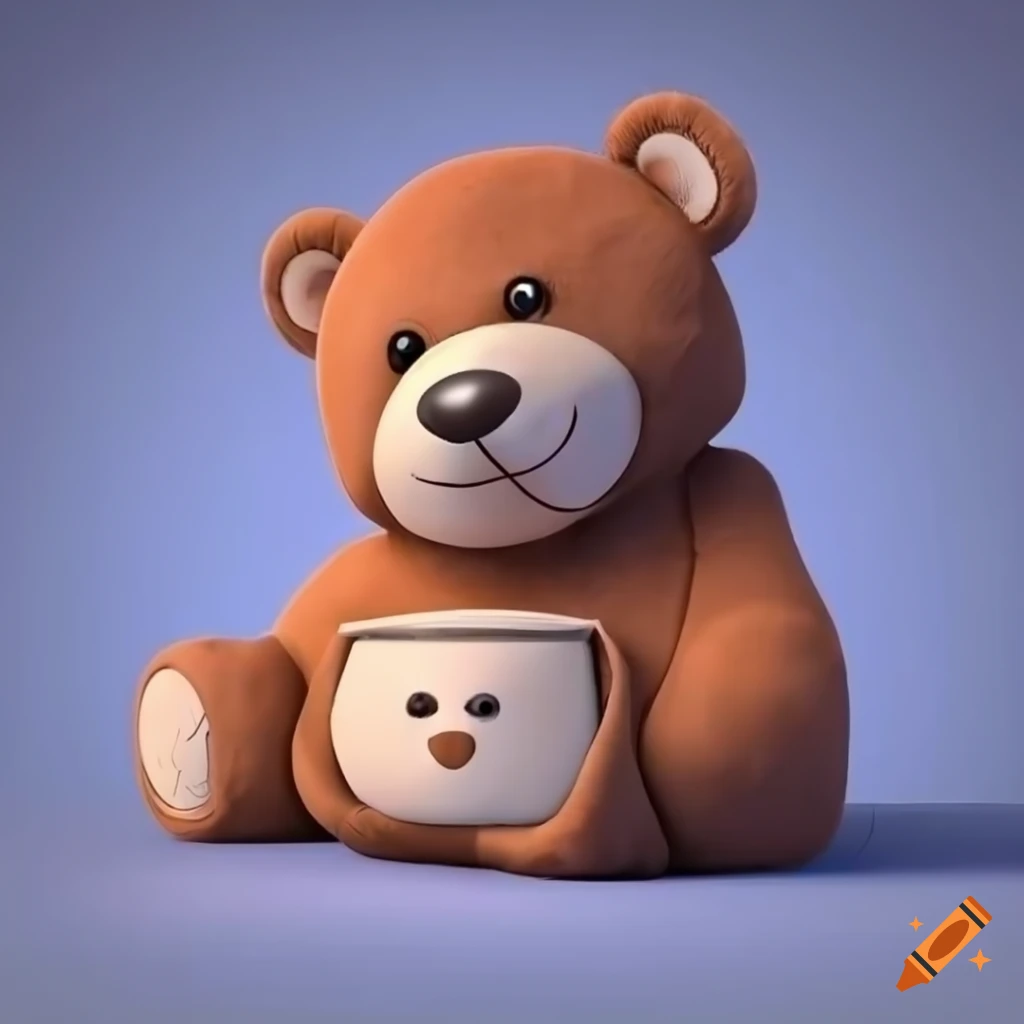 Adorable and happy fluffy 3D teddy bear
