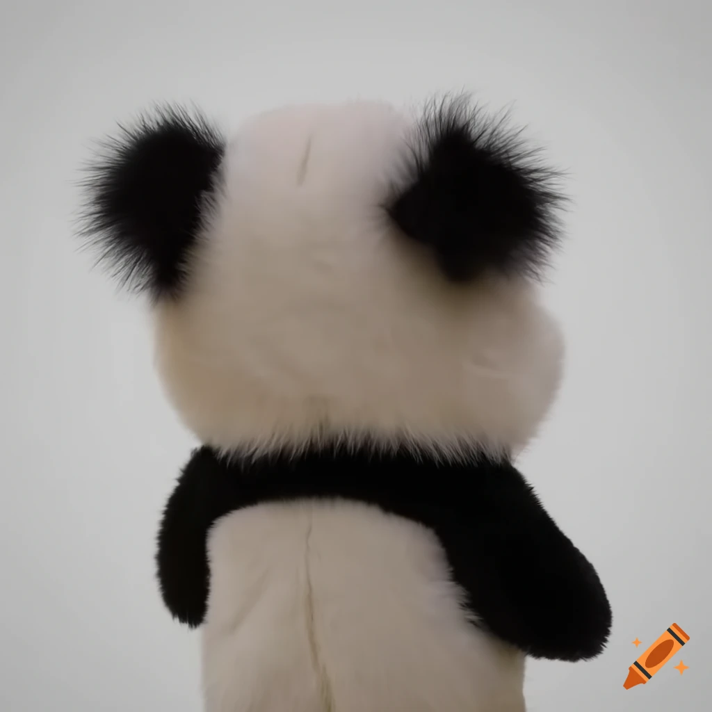 Plush panda walking away anxiously
