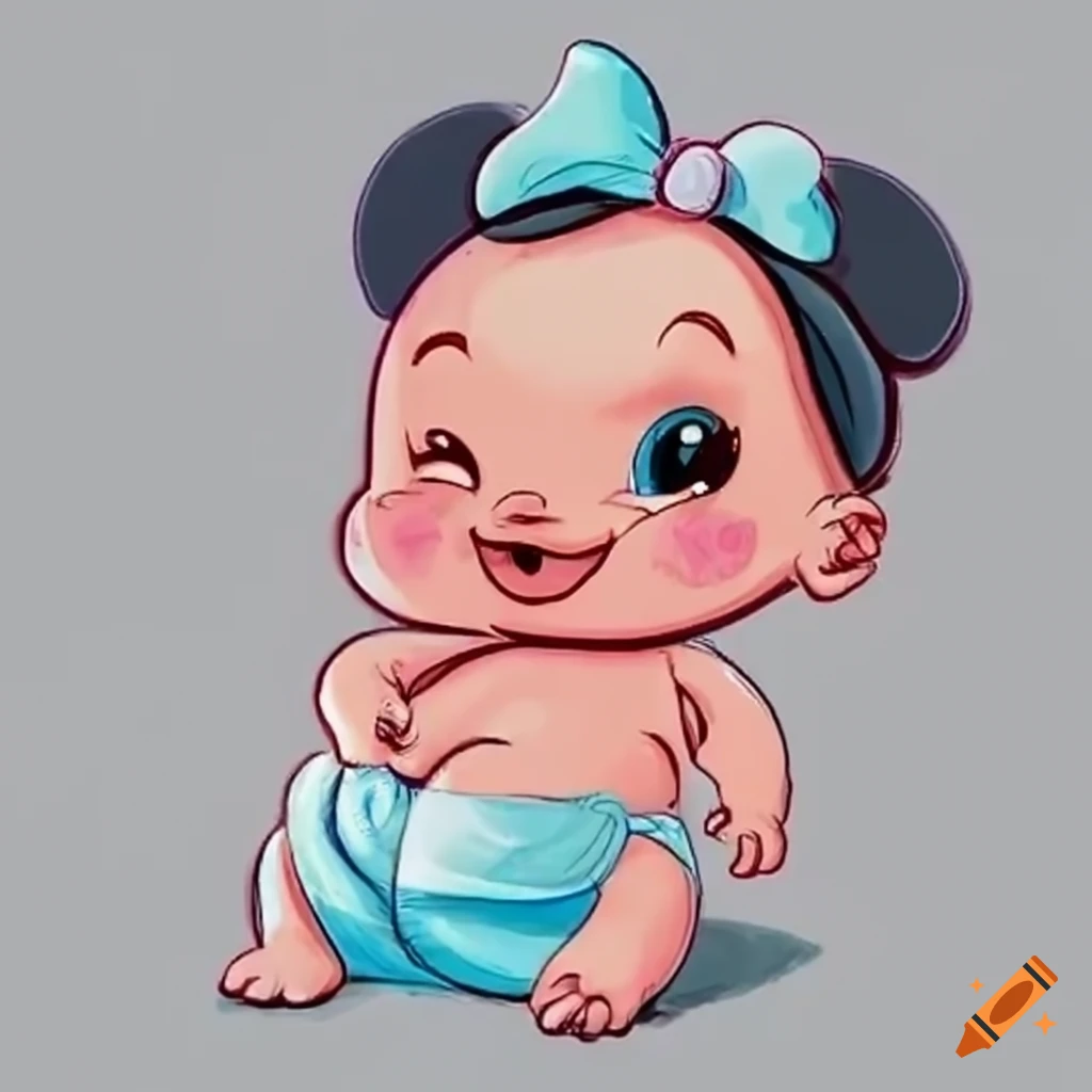 Adorable Disney cartoon baby in a diaper