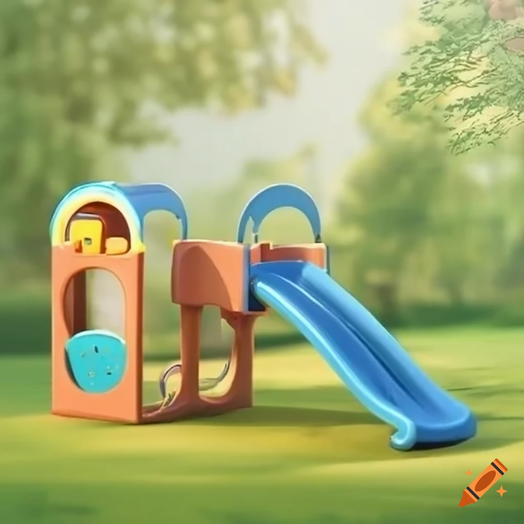Toddler playground with a single slide in the countryside