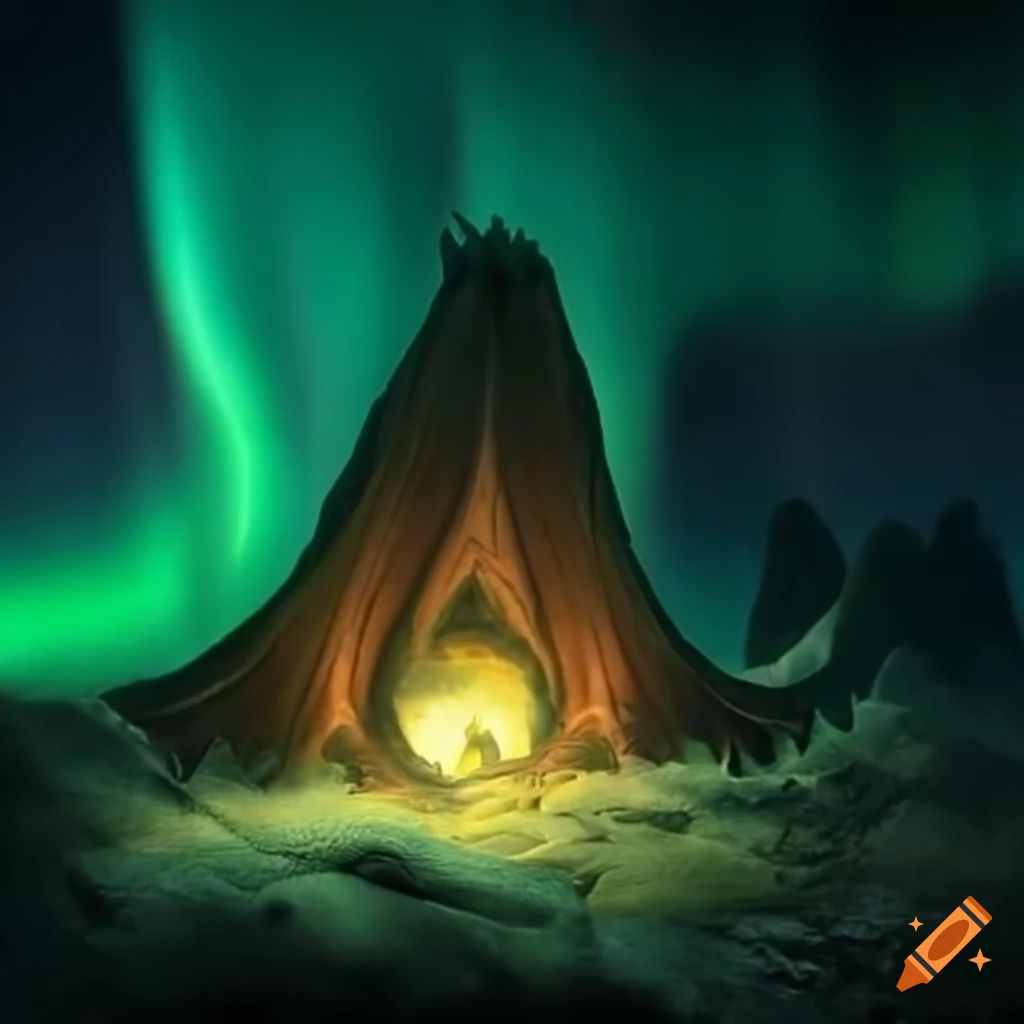 Dragon caught in natural aurora