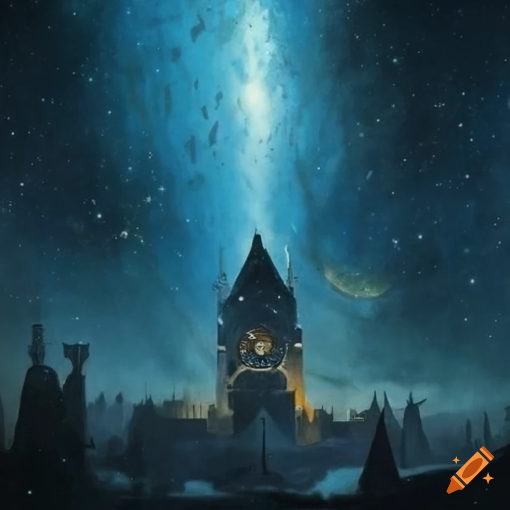 Futuristic painting of a medieval Russian icon with a moody atmosphere