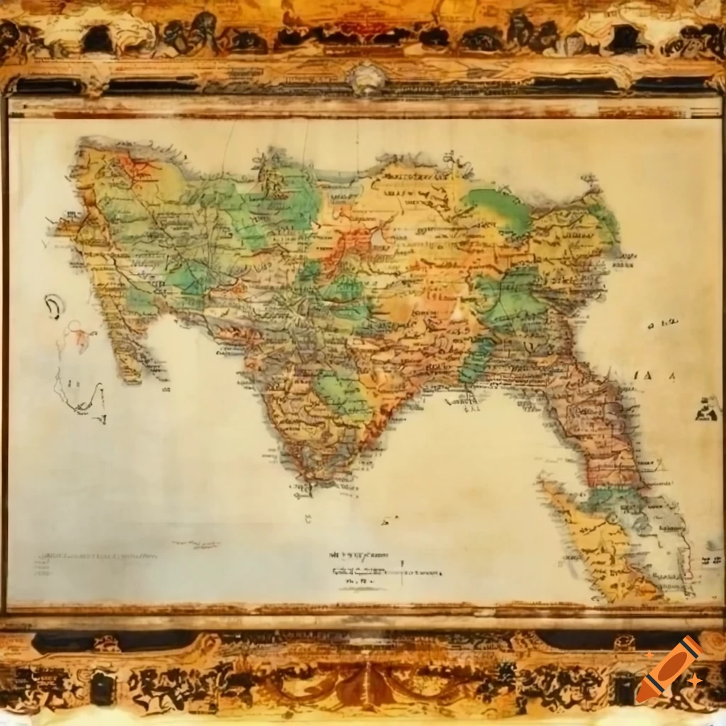 Vintage full map of asia on craiyon