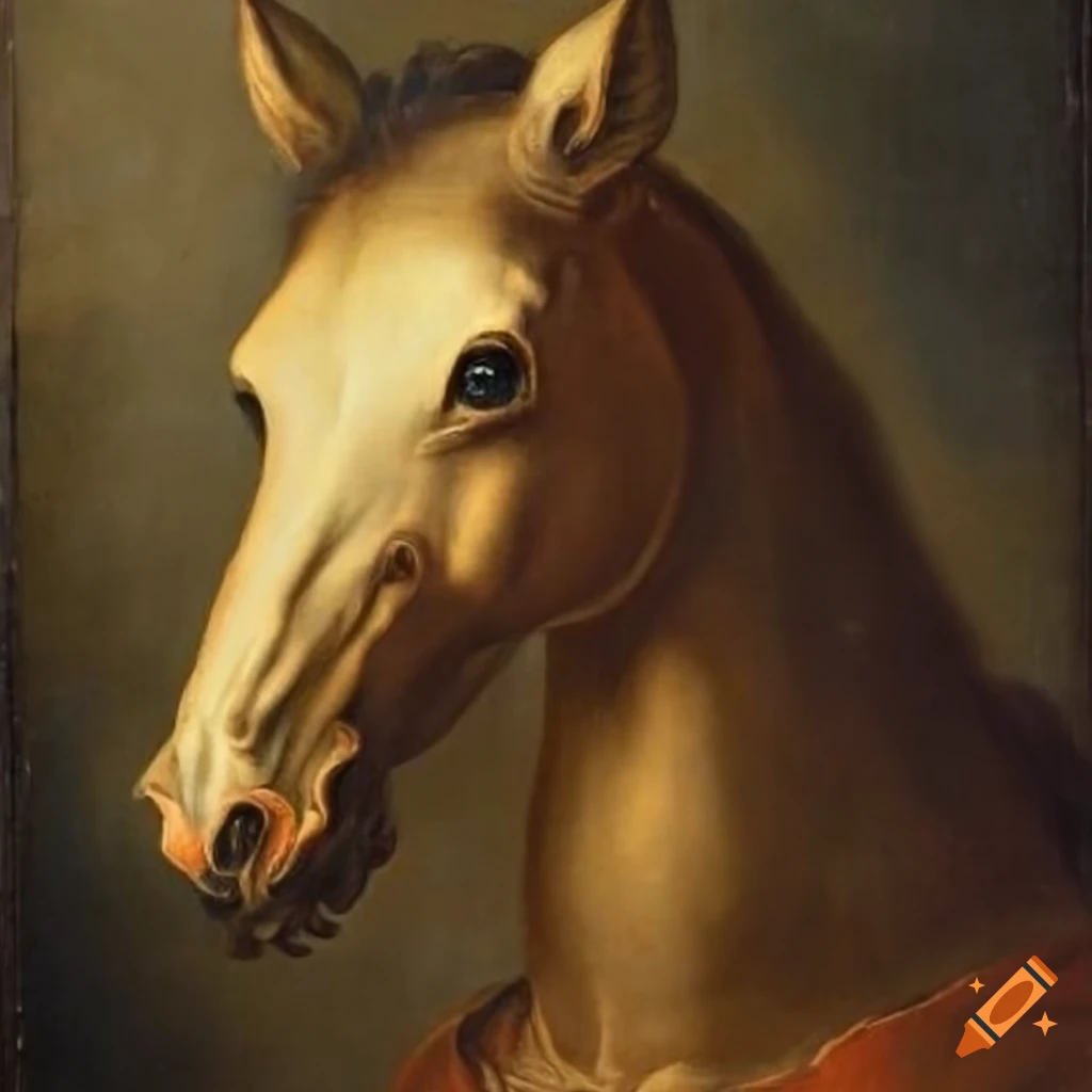 Renaissance painting of a man with a horse's head, possibly a mythological or allegorical depiction