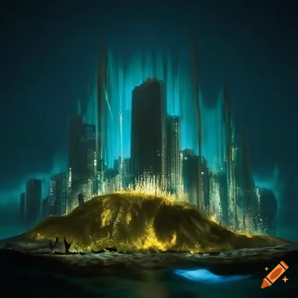 Self-sustaining city with biodiverse reef and solar-powered vehicles