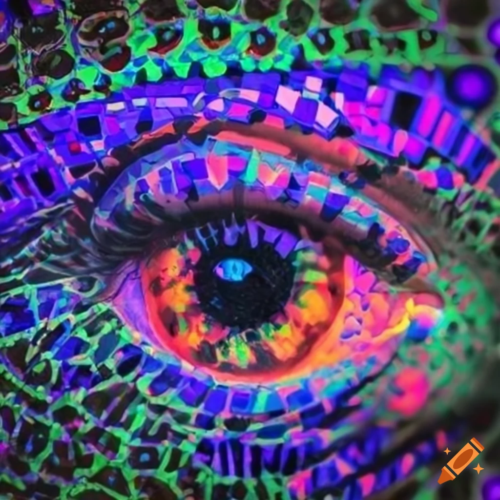 Crying eye mosaic under blacklight