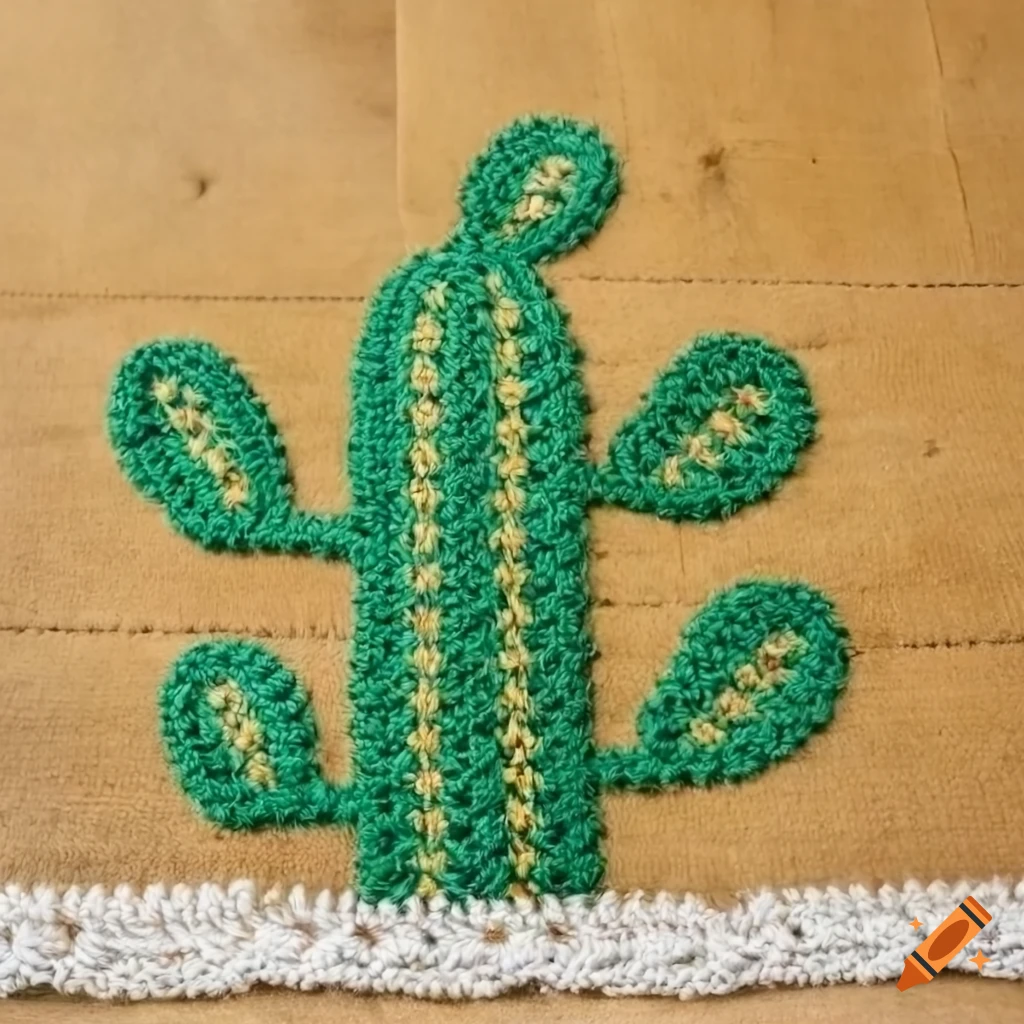 Cactus carpet on a crochet rug