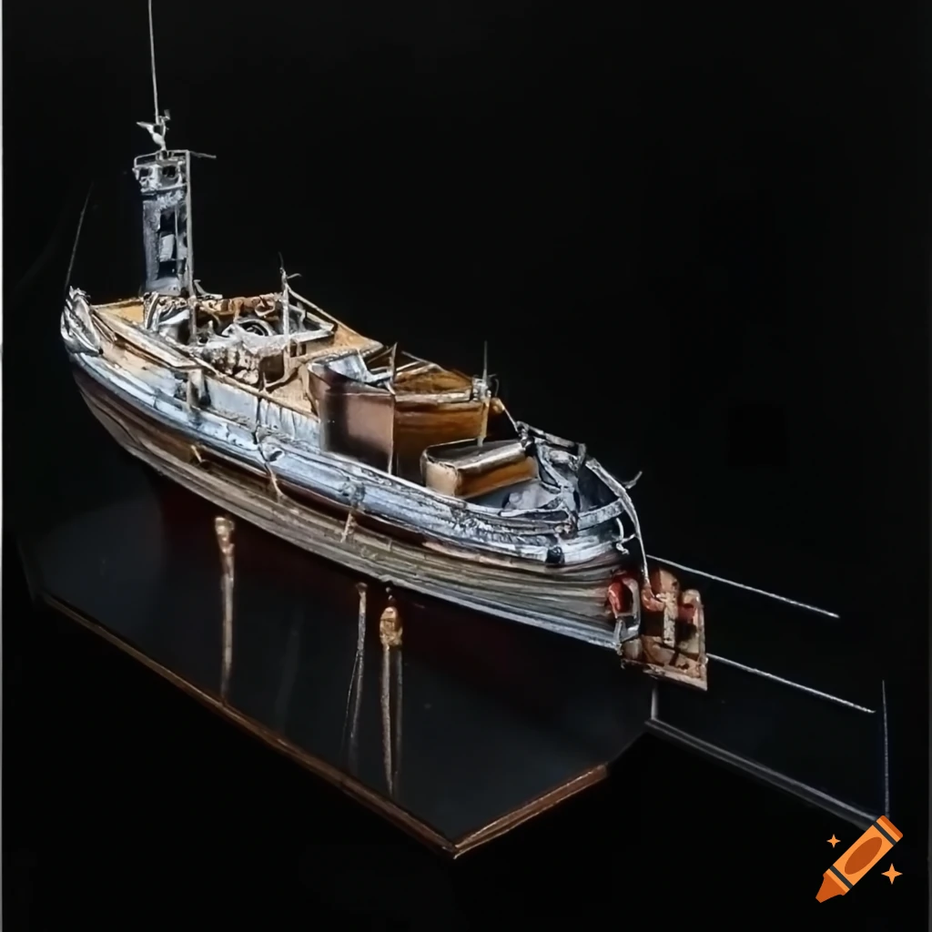 Steel support for attaching a boat model