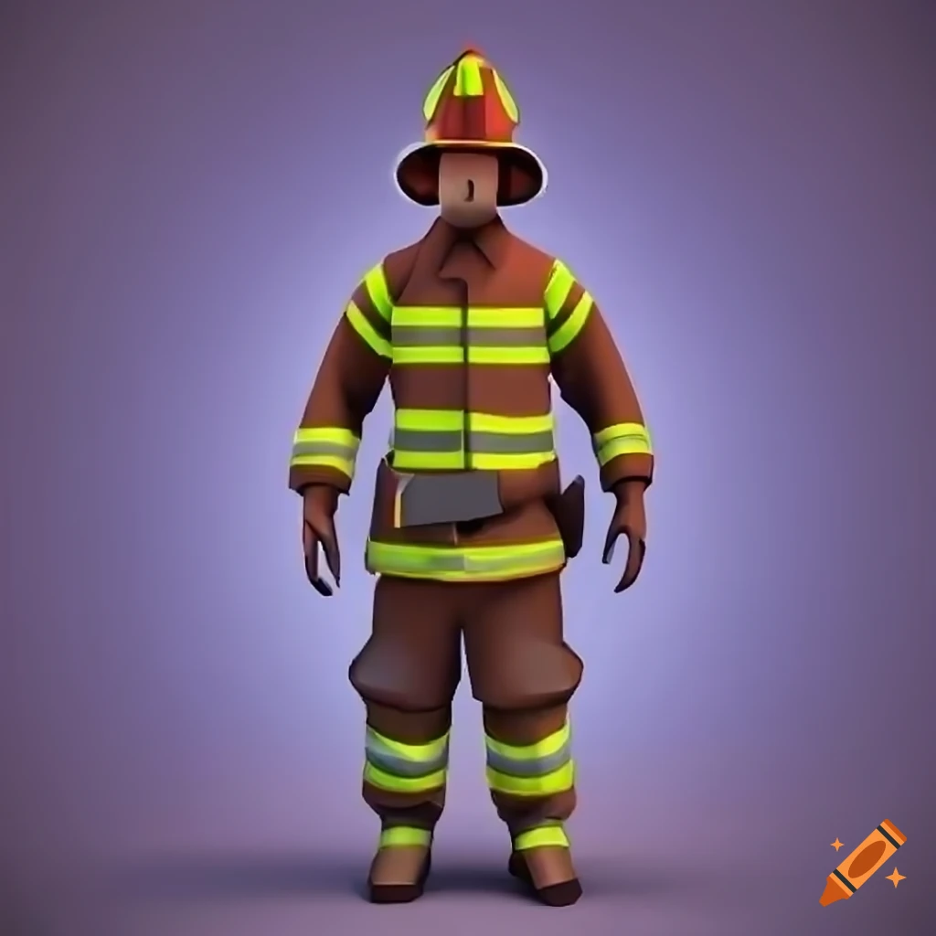 Stylized 3D model of a firefighter