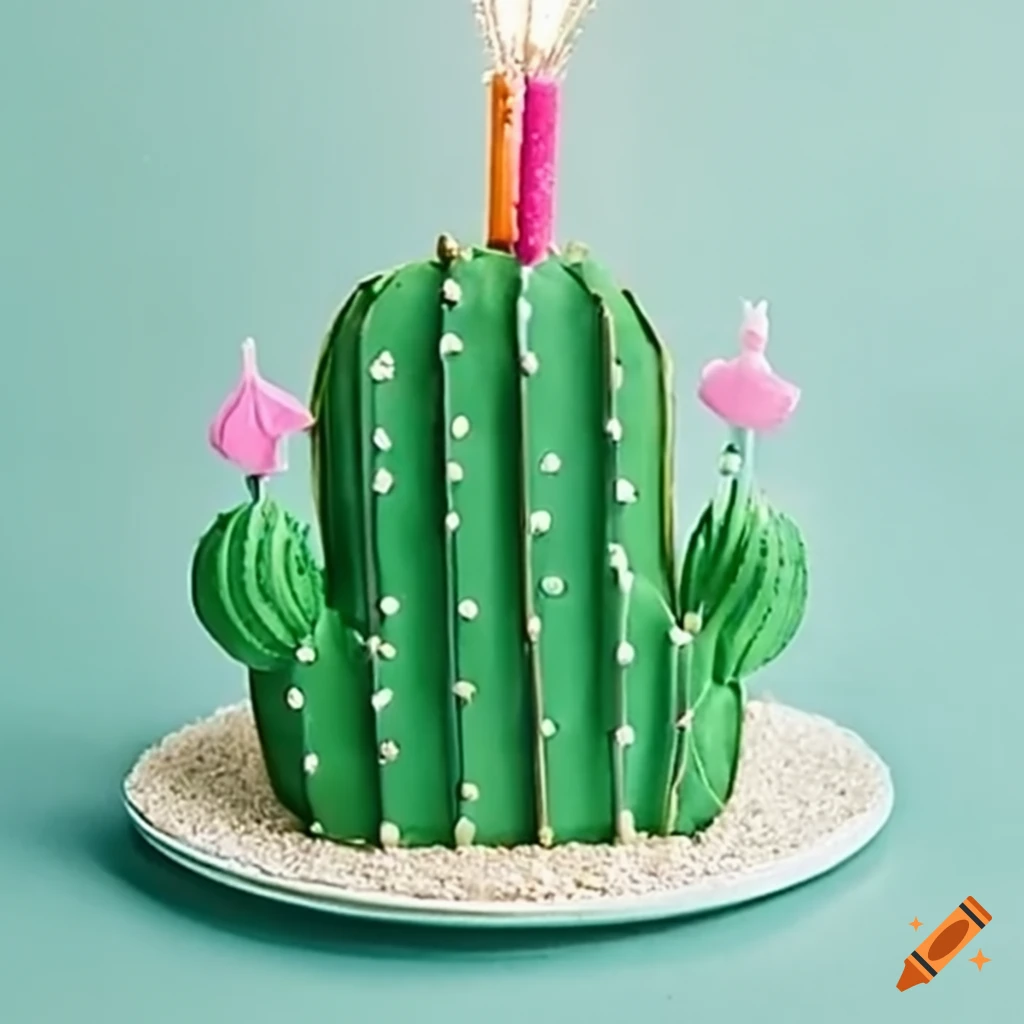 Cactus-shaped birthday cake