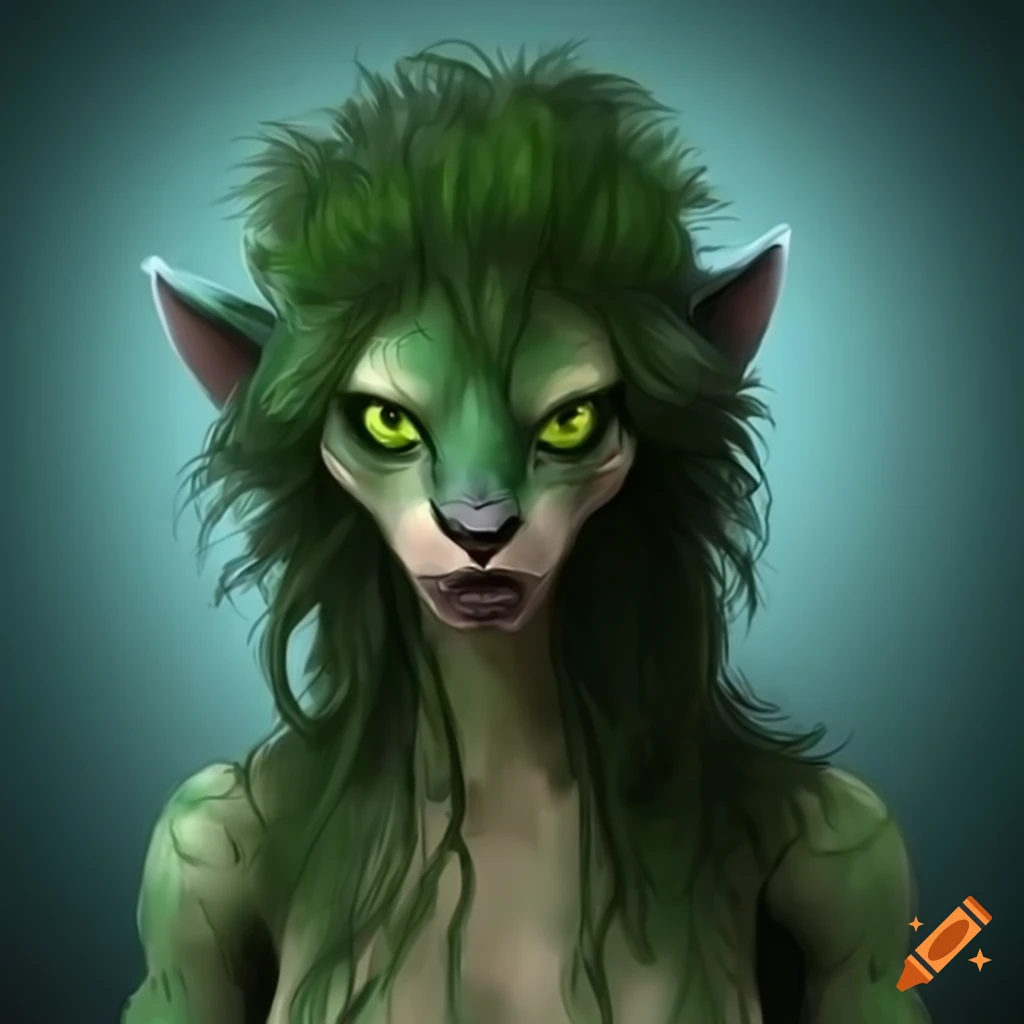 Female humanoid furry in a rainforest setting