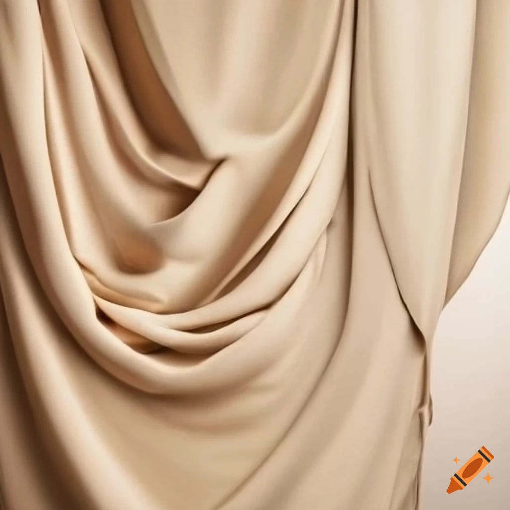 Beige fabric gently draped with folds and wrinkles