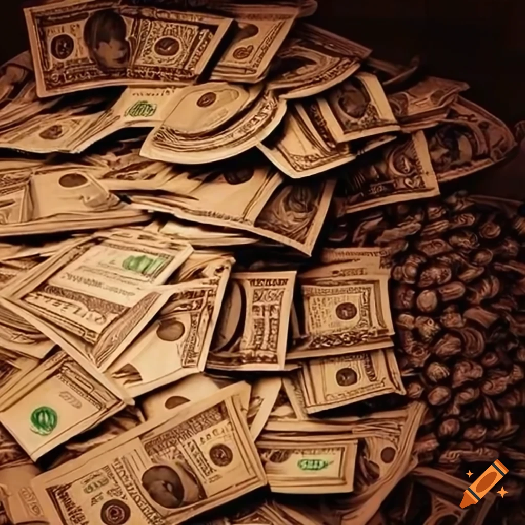 Pile of 500 USD bills in sepia tone