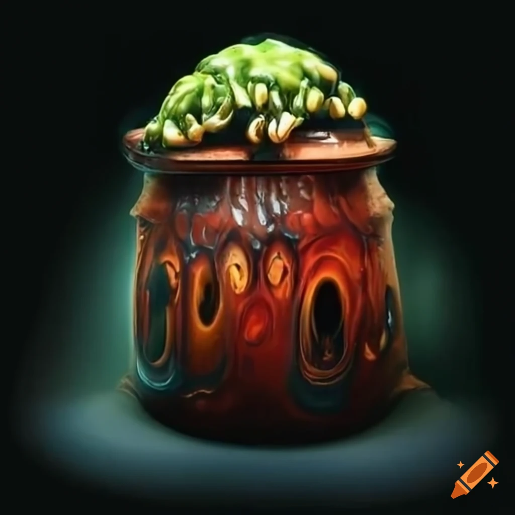 Magical liquid spread over a wide witch pot