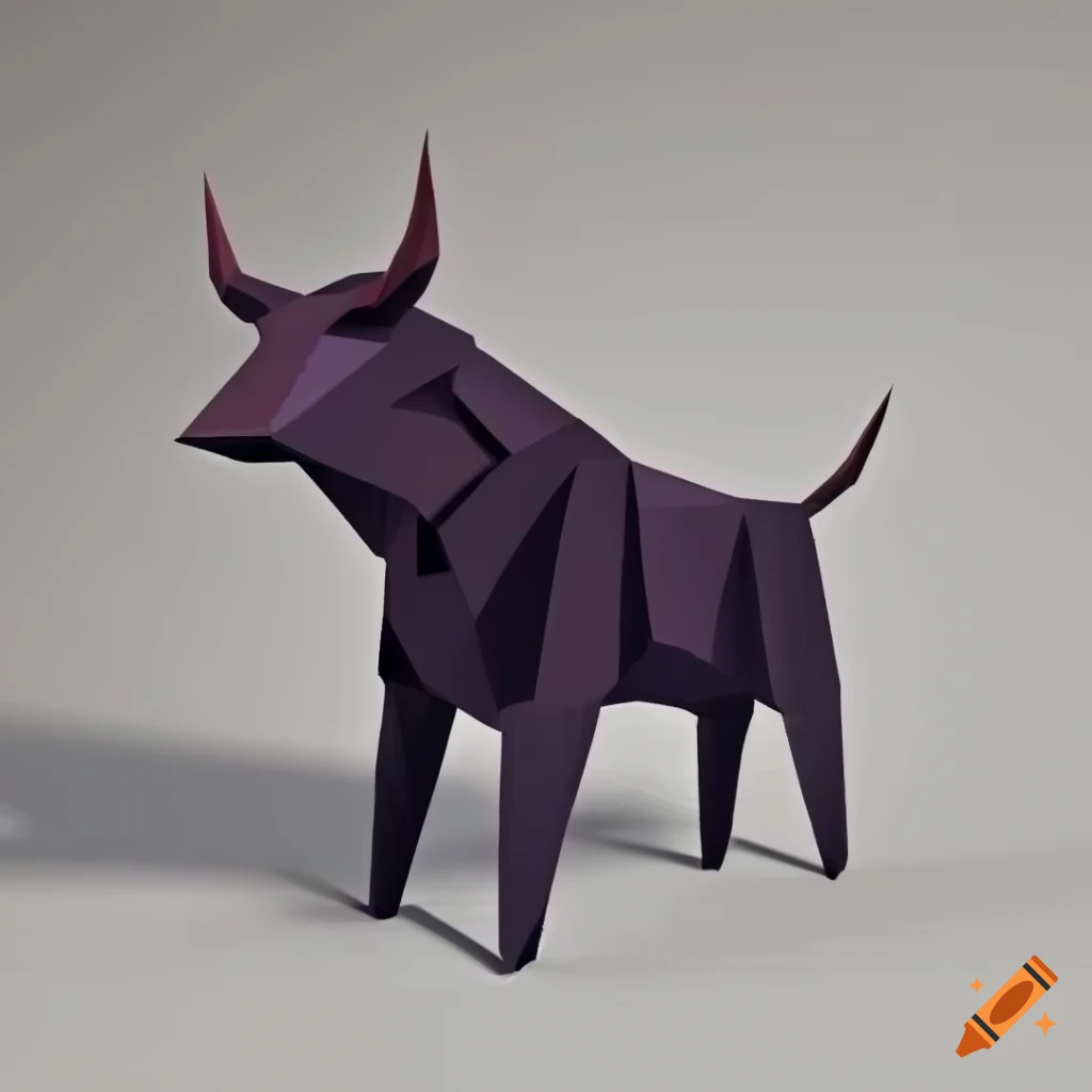 Low poly origami Bali bull sculpture