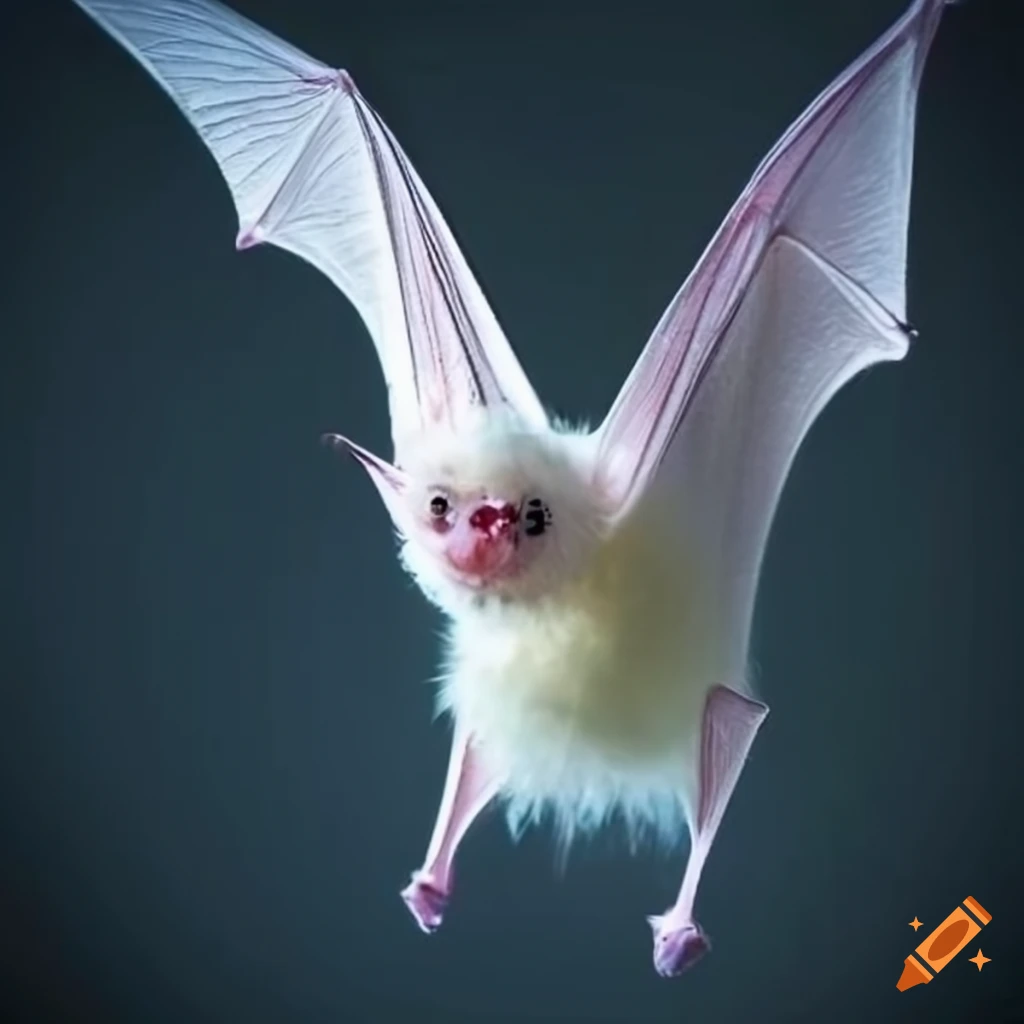 White bat in darkness