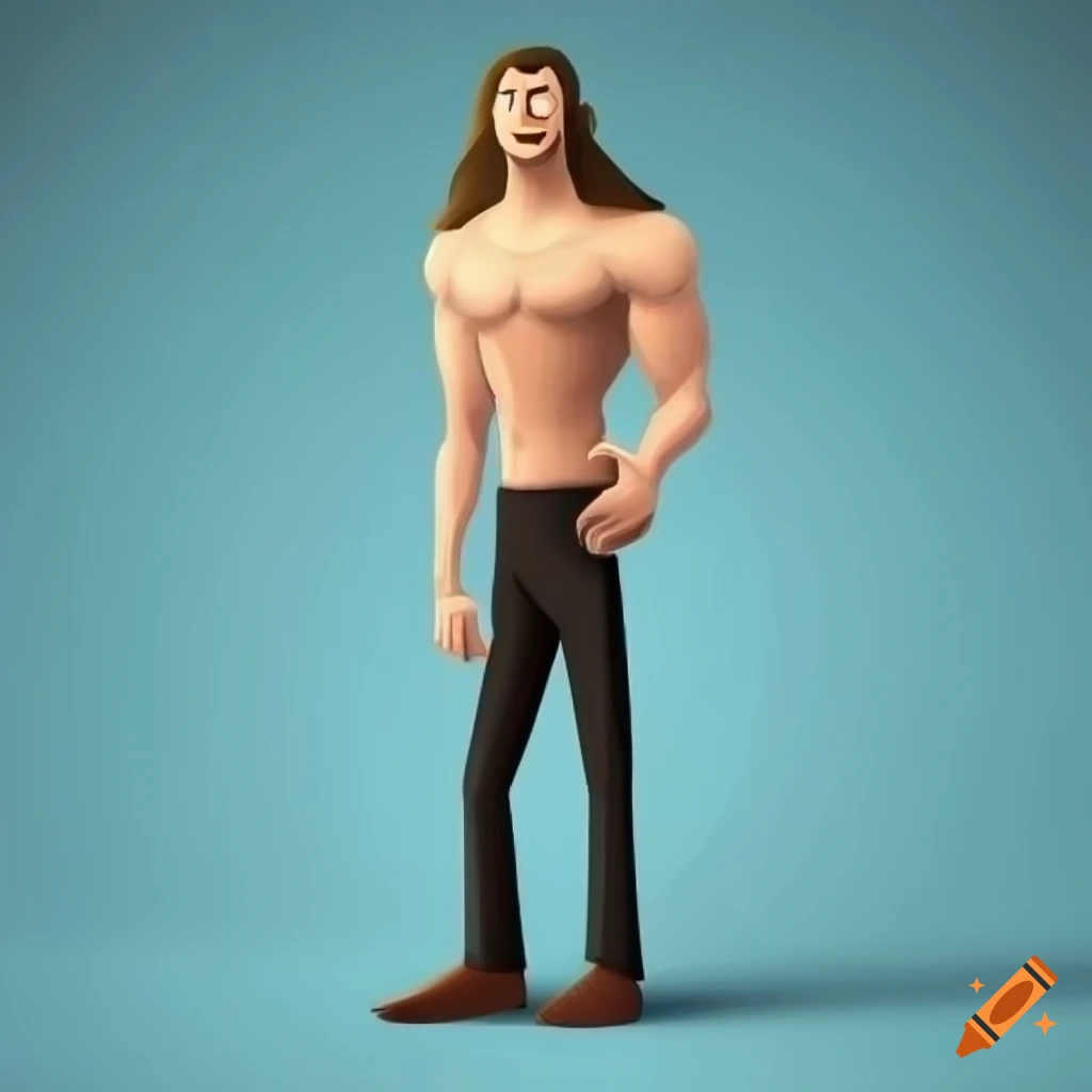 Cartoon character with long hair, standing upright on Craiyon