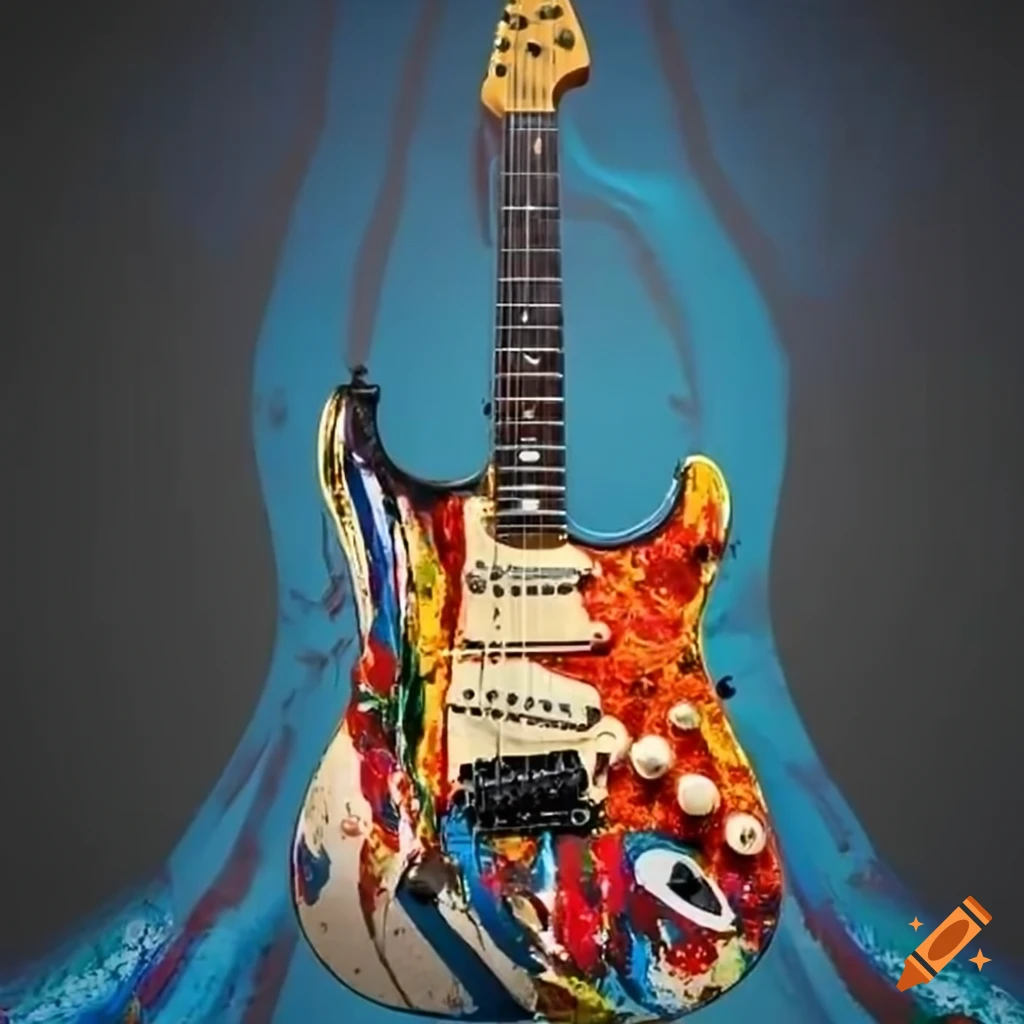 Fender Player Plus Stratocaster guitar with Jackson Pollock-inspired design