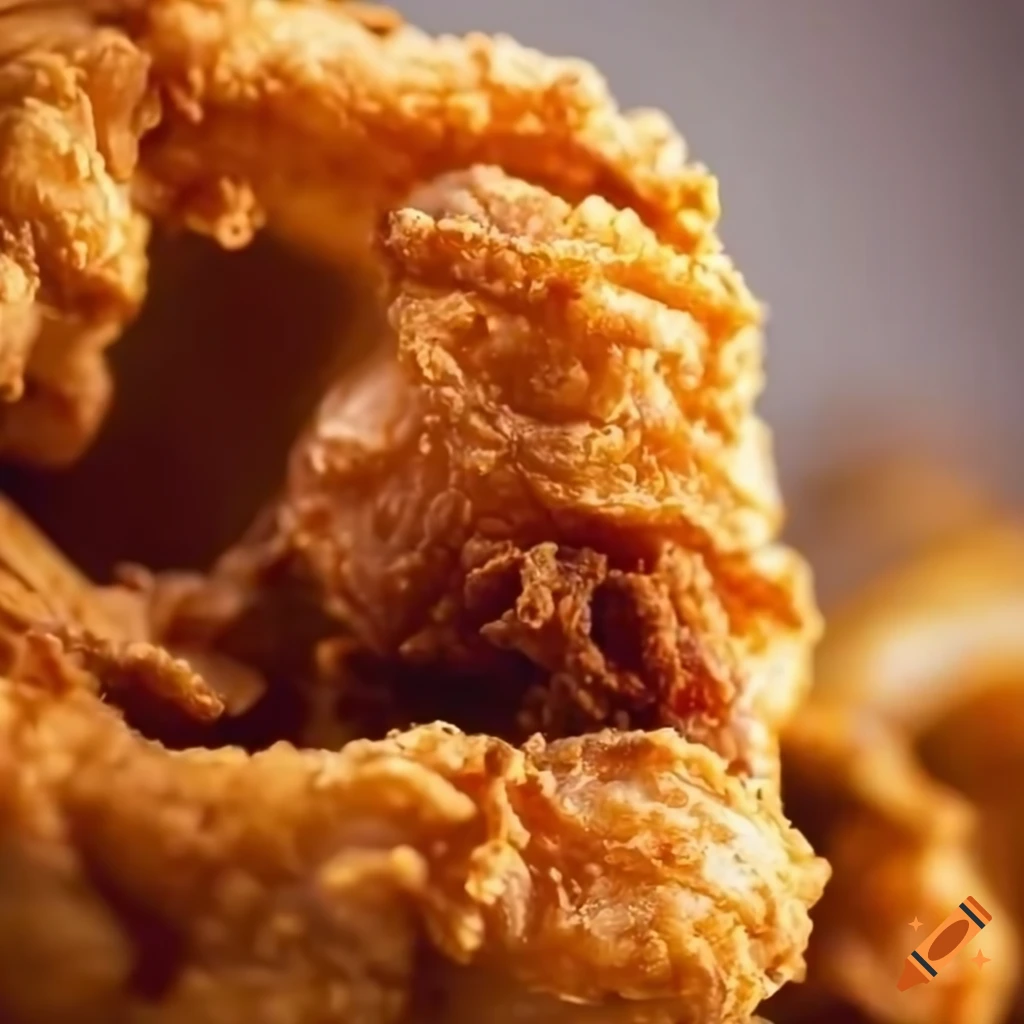 Golden brown crispy fried chicken in a vibrant photo