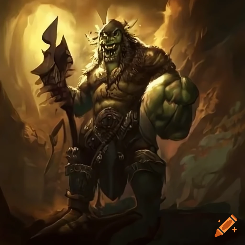 Battle of orc heroes in a fantasy world