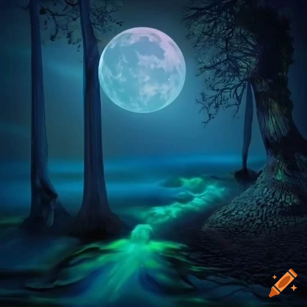 Surreal landscape with twilight sky blending reality and fantasy
