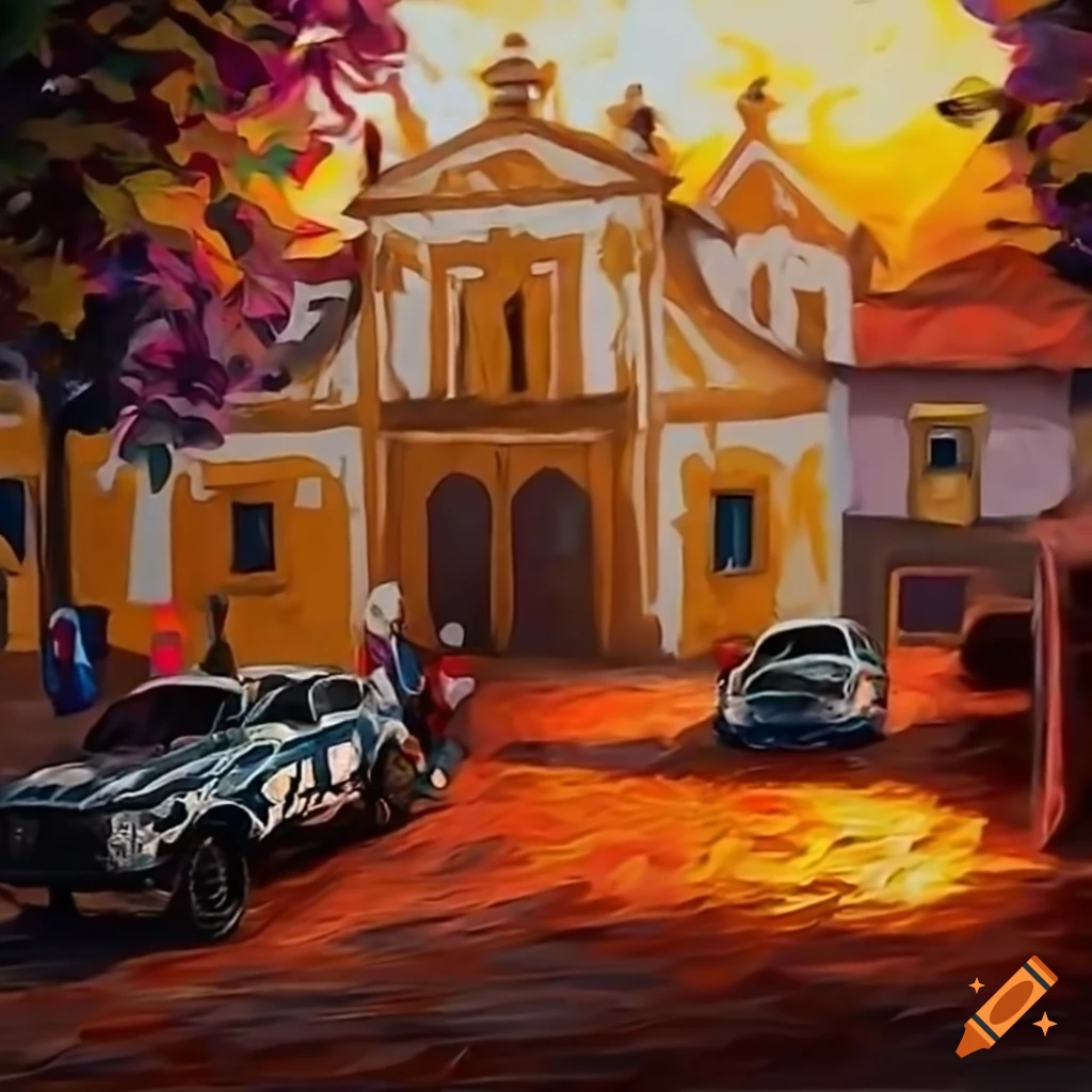 Traditional S\u00e3o Jo\u00e3o festival in rural Brazil with a drift car