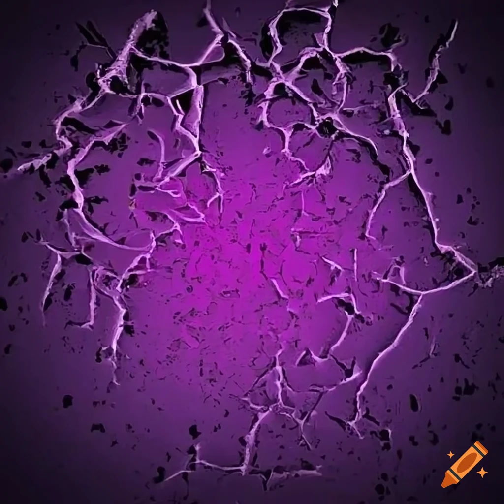 Purple, neon orange, hot pink 'Aftershock' word with cracks in the ground