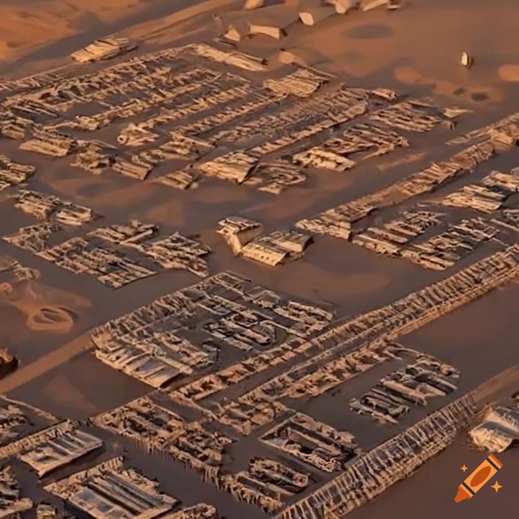 Aerial view of refugee camps in the arid Mesopotamian desert with densely packed tents spelling 'all eyes on rafah'