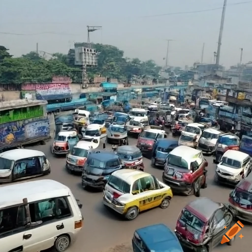 Daytime traffic jam in Dhaka city roads