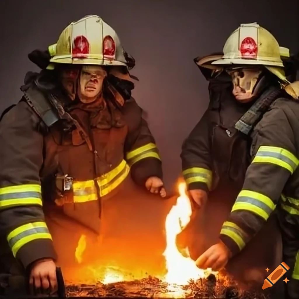 Firefighters battling a fire