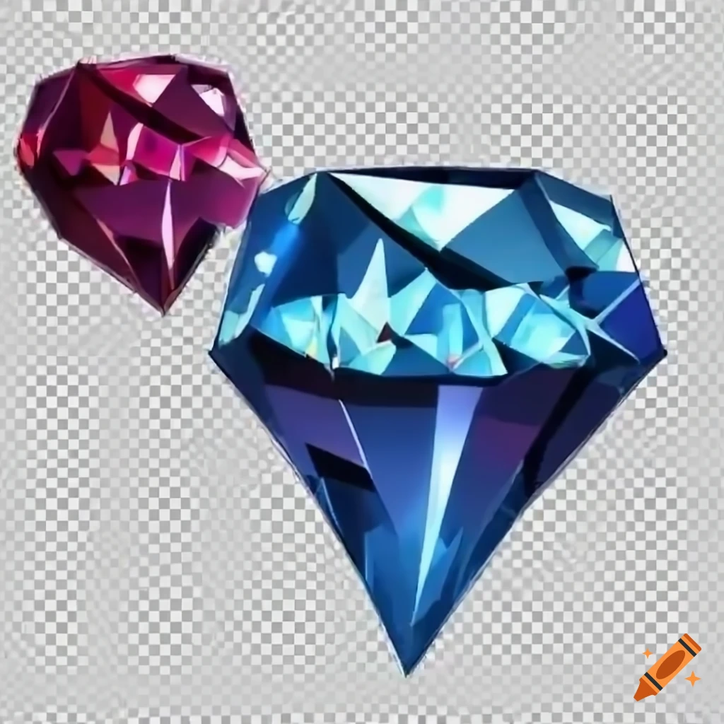 Shiny 3D diamond with anime-style Japanese text