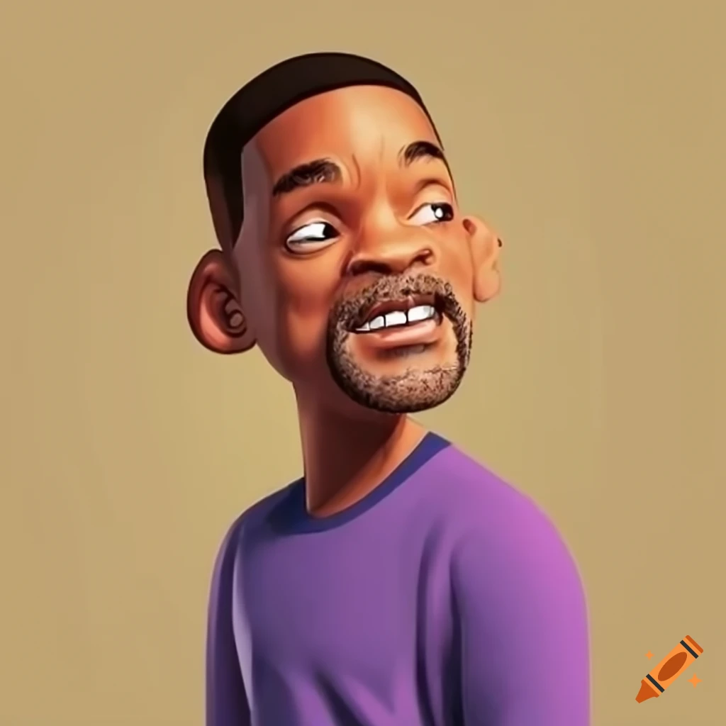 Cartoon version of Will Smith on a road