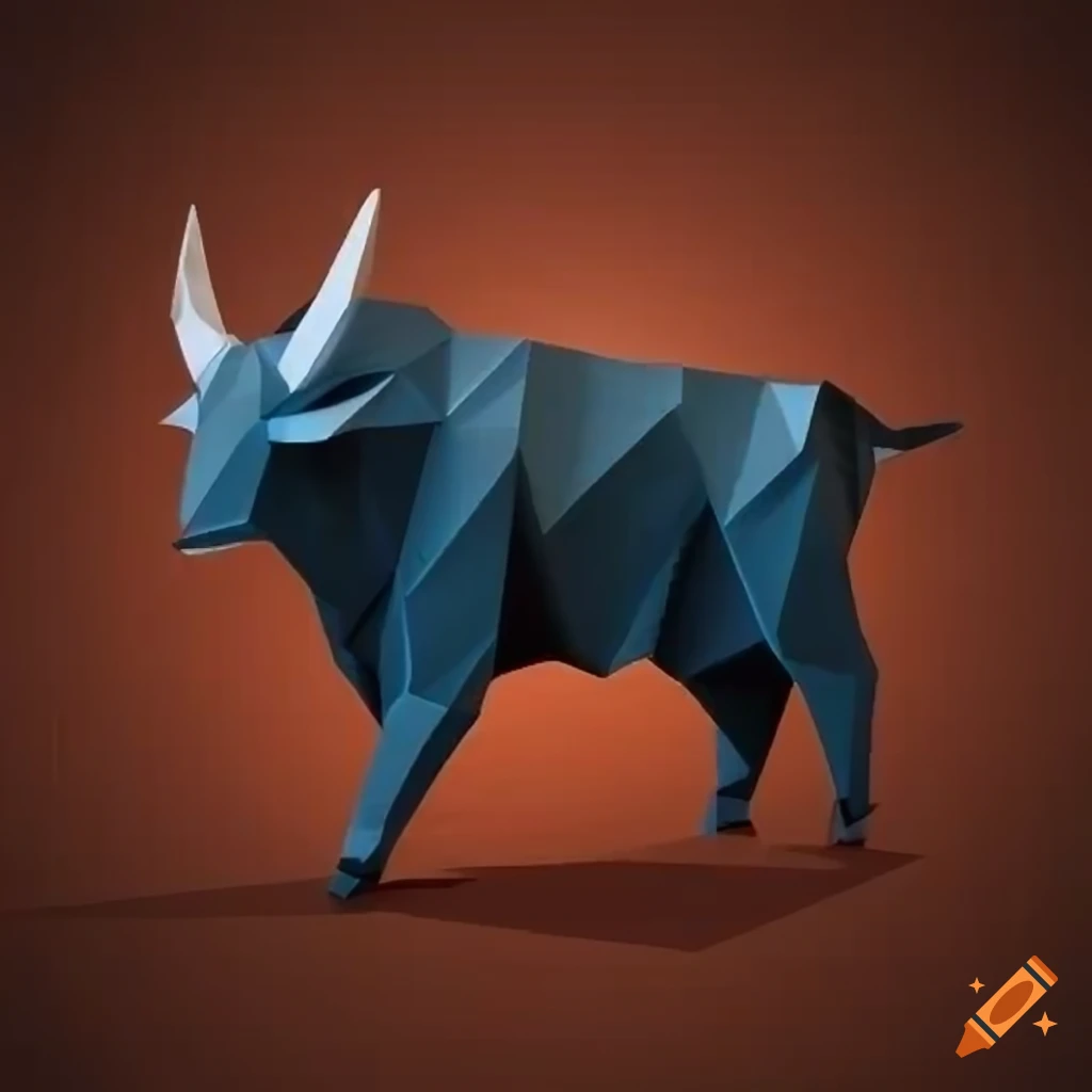 Low Poly Origami Bali Bull