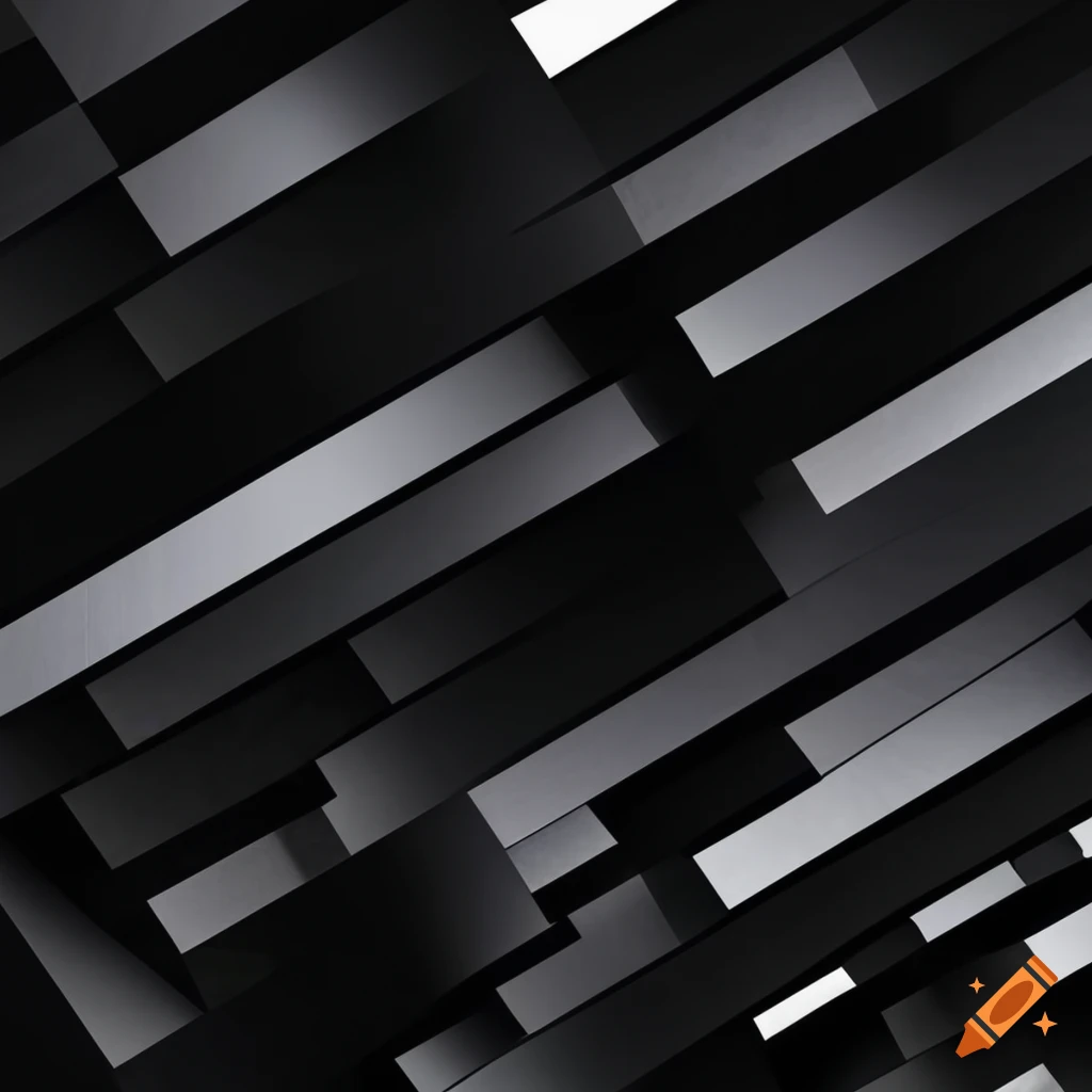 Modern abstract design of interconnected triangular shapes and black blocks